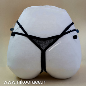 شورت زنانه بندی گیپور مشکی فاق باز