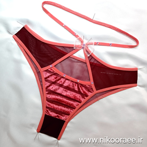 شورت زنانه اسلیپ زرشکی صورتی پولک دار