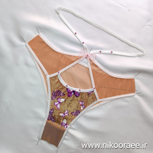 شورت زنانه اسلیپ توری کرمی پولک دار