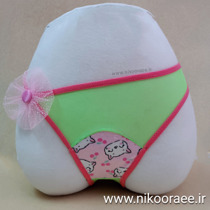 شورت زنانه بندی سبز صورتی فانتزی