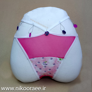 شورت زنانه توری صورتی گیپور پولک دار