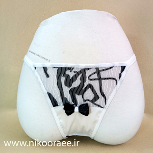 شورت زنانه گیپور مشکی سفید لامبادا پاپیون دار