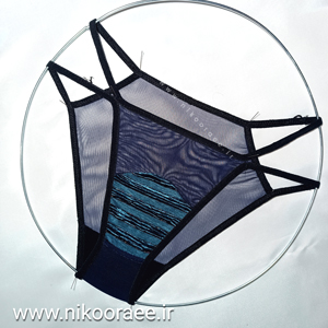 شورت زنانه سورمه ای توری