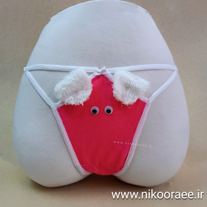 شورت زنانه عروسکی چشم گوش دار صورتی بندی