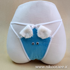 شورت زنانه عروسکی چشم گوش دار ابی