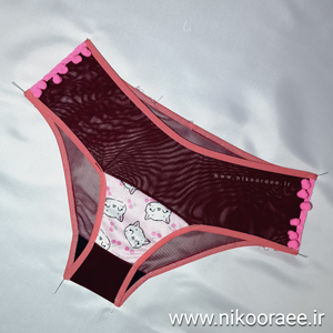 شورت زنانه توری زرشکی کلاسیک